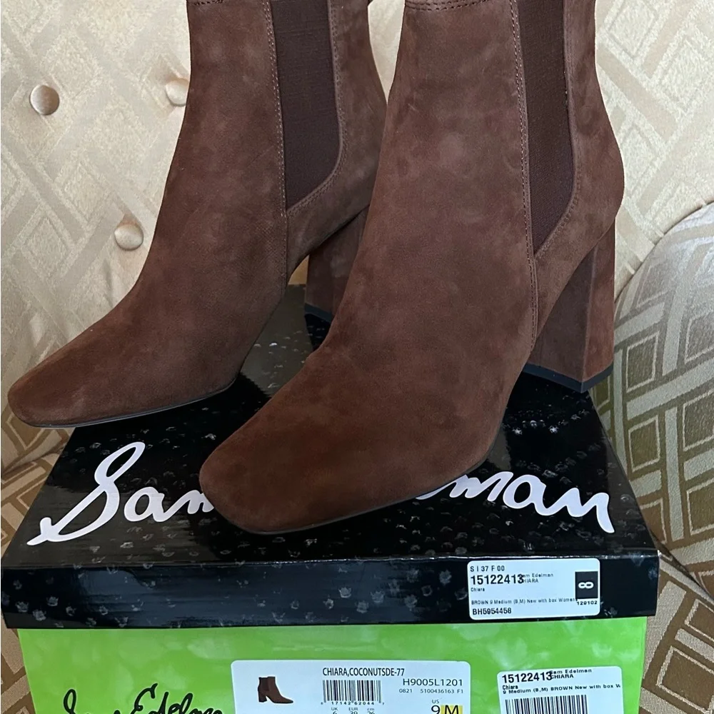 Sam Edelman Chiara Suede Ankle Boot Chestnut Sz 9 **New In Box!** - Picture 3 of 11